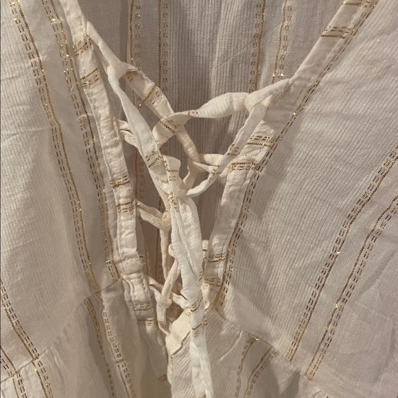 Cream Lace-Up Swimsuit Coverup Dress - Picture 4 of 5